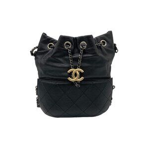 Chanel Quilted Leather Small Bucket Gabrielle Black